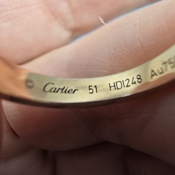 $1920 Auth Cartier C De Cartier 18K Rose Gold Diamond Band Ring Sz 51 US Sz 5.75 - Picture 7 of 9